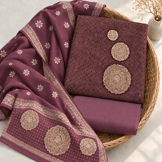 Kanjiwaram Silk Suit with Intricate Hand Work Embroidery