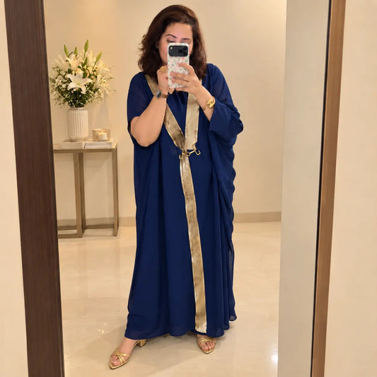 Cape dress with bustier and plazo