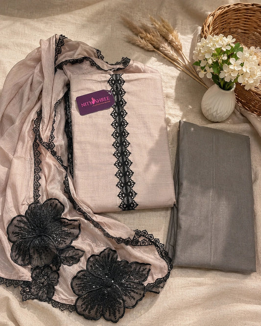 Caramel  Brown with Black Applique Work
