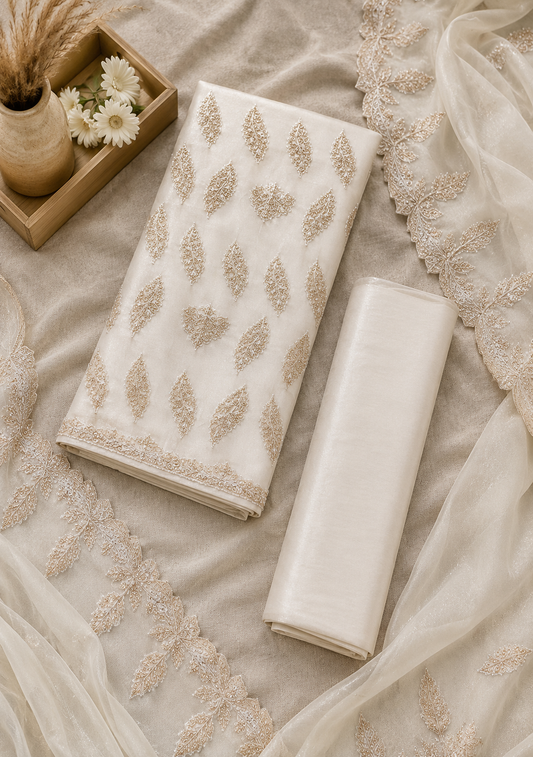 Heavily Embellished Shimmer Organza Suit Set