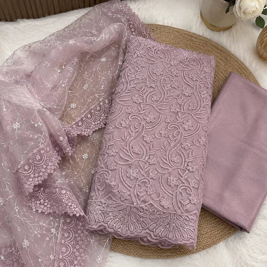 Monotone Thread Work Unstitched Suit Set