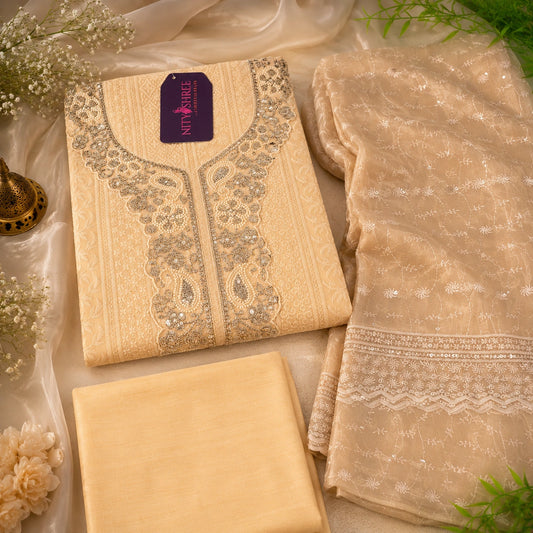Chikankari Inspired Suit with Zari Work