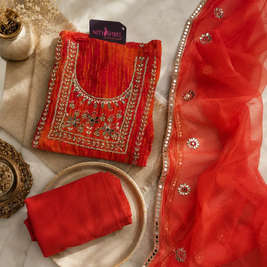 Sunset Orange Embellished Suit