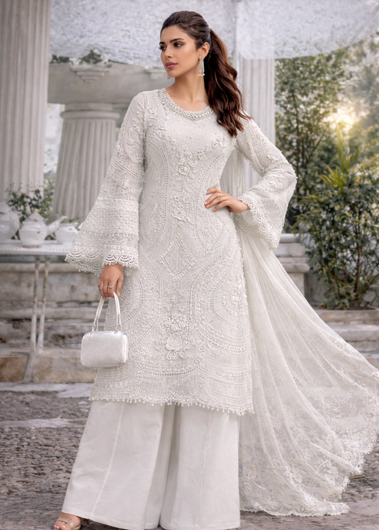 Nityashree White Royal Embroidered Suit Set