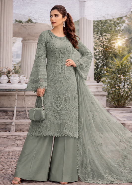Sage Green Luxe Embroidered Suit Set