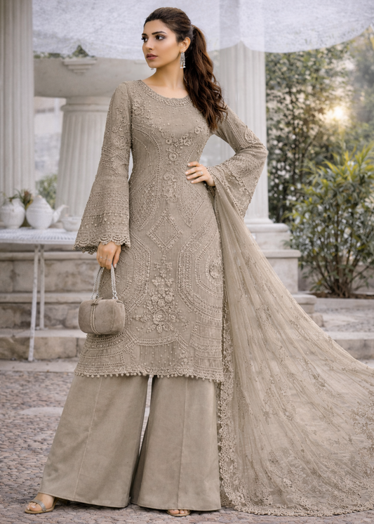 Dusty Olive Embroidered Suit Set