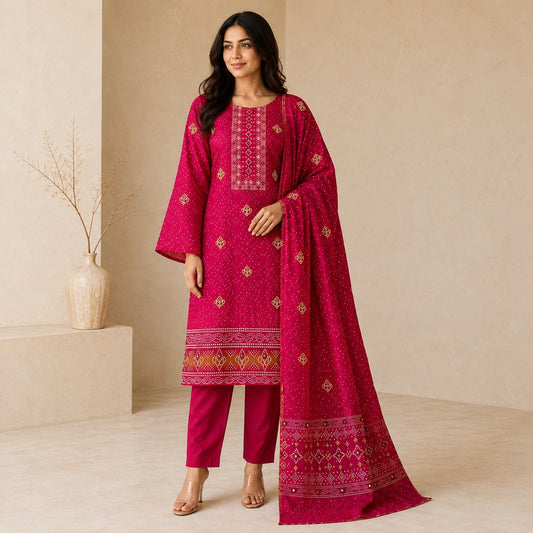 Gajji Silk Suit Set with Bandhani Inspired Work