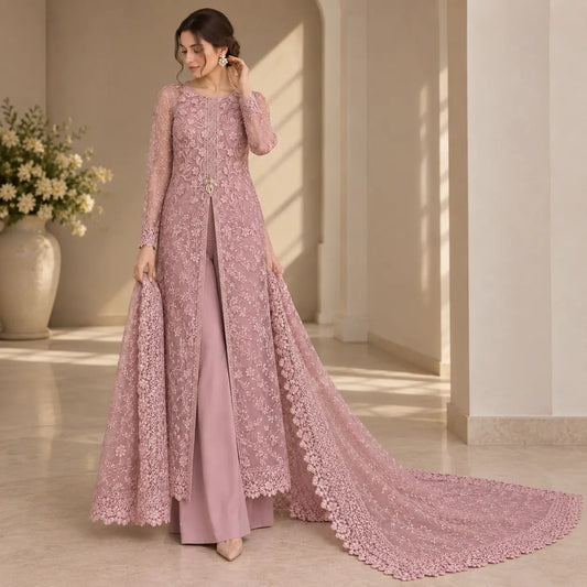 Monotone Thread Work Unstitched Suit Set