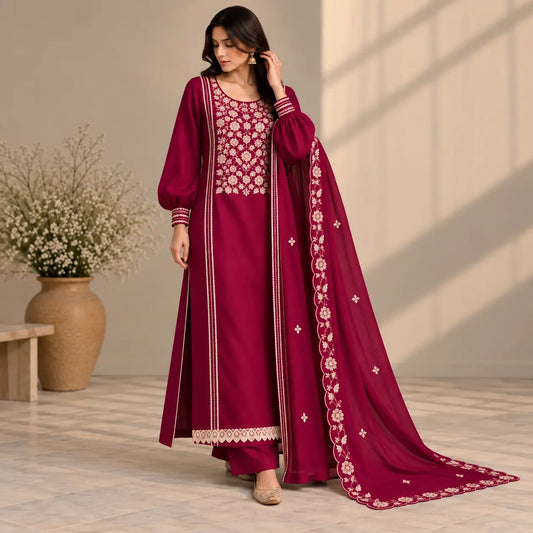 Elegant Embroidered Unstitched Suit Set