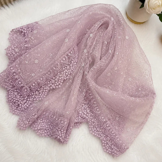 Dusty mauve thread embellished heavy dupatta for festive wear