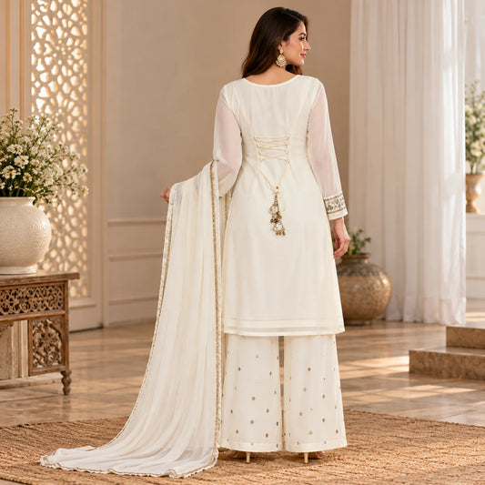 Elegant Ivory Chiffon Suit Set