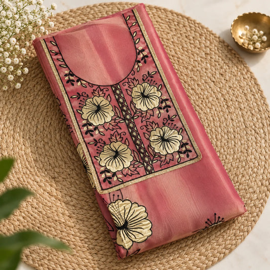 Dusty Rose Floral Embroidered Suit Set
