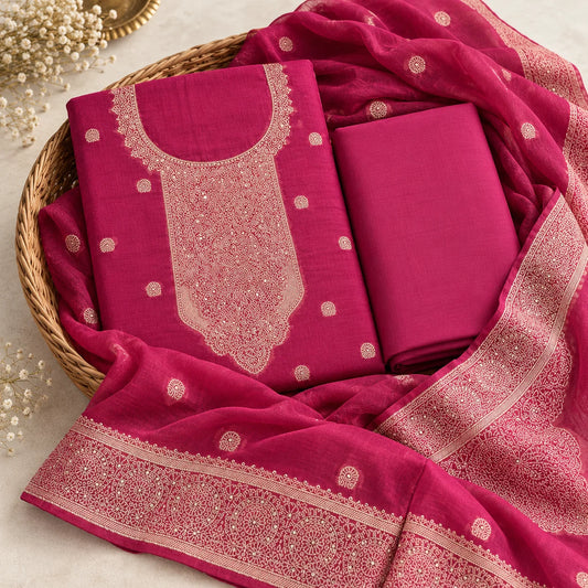Bangalori silk suit with royal embroidery