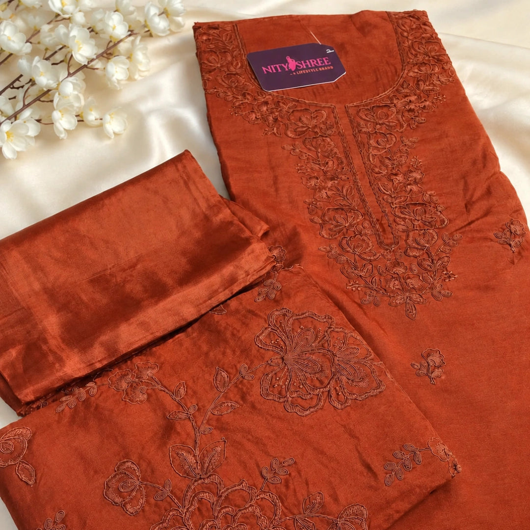 Kesari Viraasat pure organza suit set with floral thread embroidery, elegant ethnic wear suit fabric with dupatta