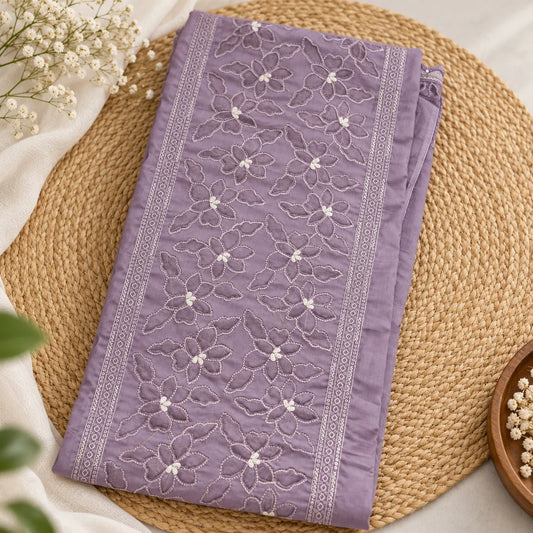Lavender Floral Embroidered Suit Set