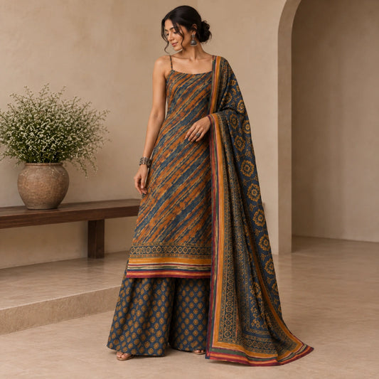 Multi Tone Royal Cotton Suit