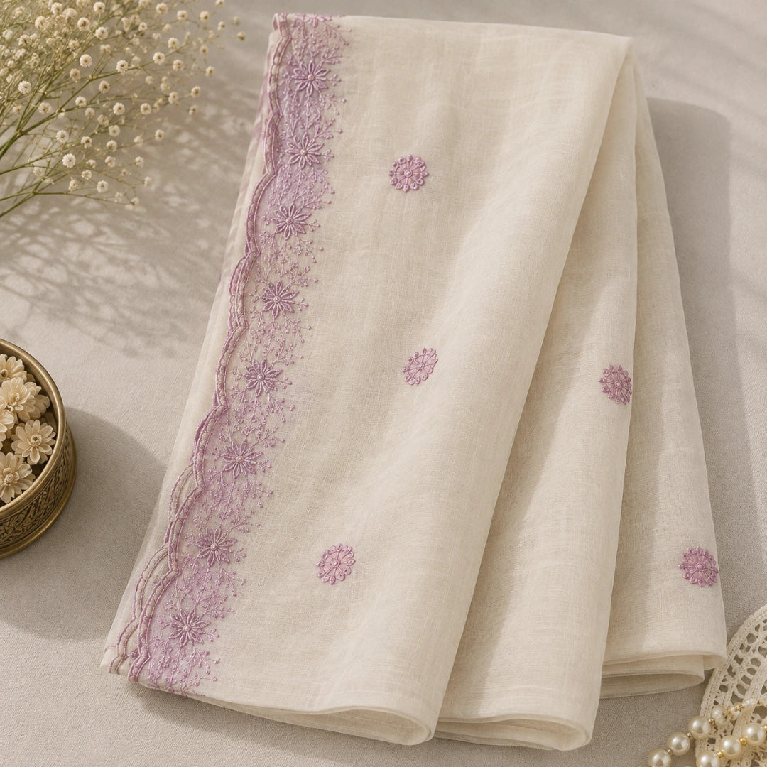 Pink floral modal silk material with embroidery dupatta, premium ethnic wear