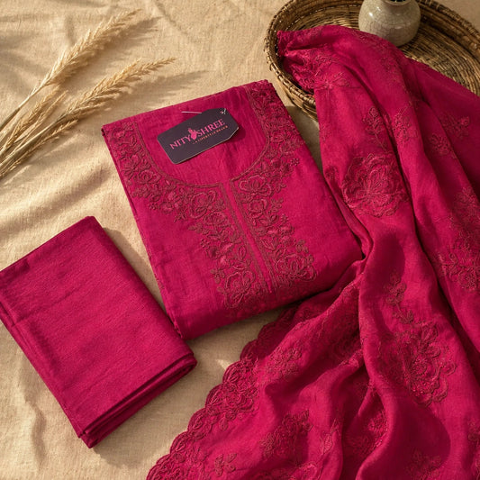 Pure Organza Thread Work Suit
