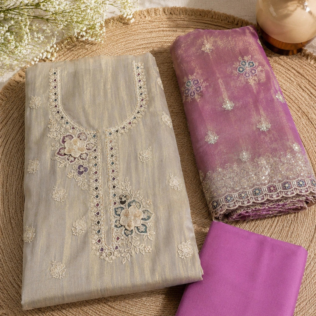 Latest ethnic wear suit fabric with embroidery and dupatta
