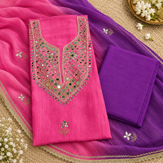 Ombre two Tone Suit with Mirror and Gota Patti Work