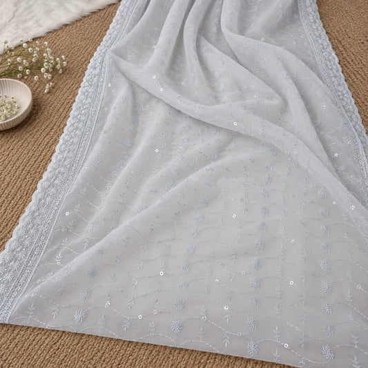 embroidered dupatta with lace border